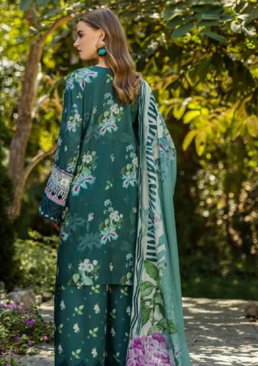 Pure Lawn Sea Green Embroidered Dress : LL286