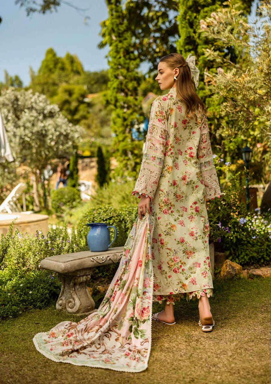 Pure Lawn Pista Green Embroidered Dress : LL288