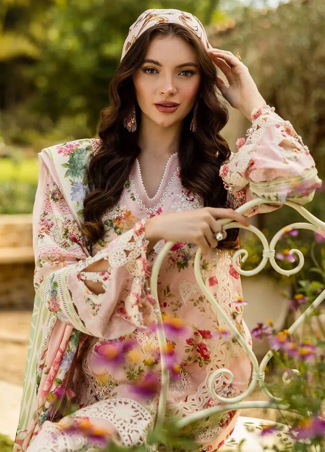 Pure Lawn Peach Embroidered Dress : LL287