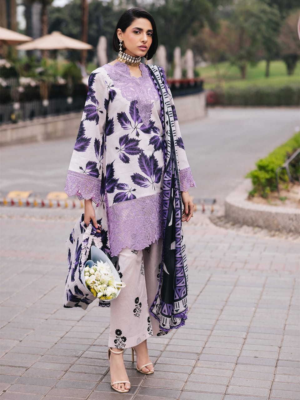 Pure Lawn Purple Embroidered Dress : LL292