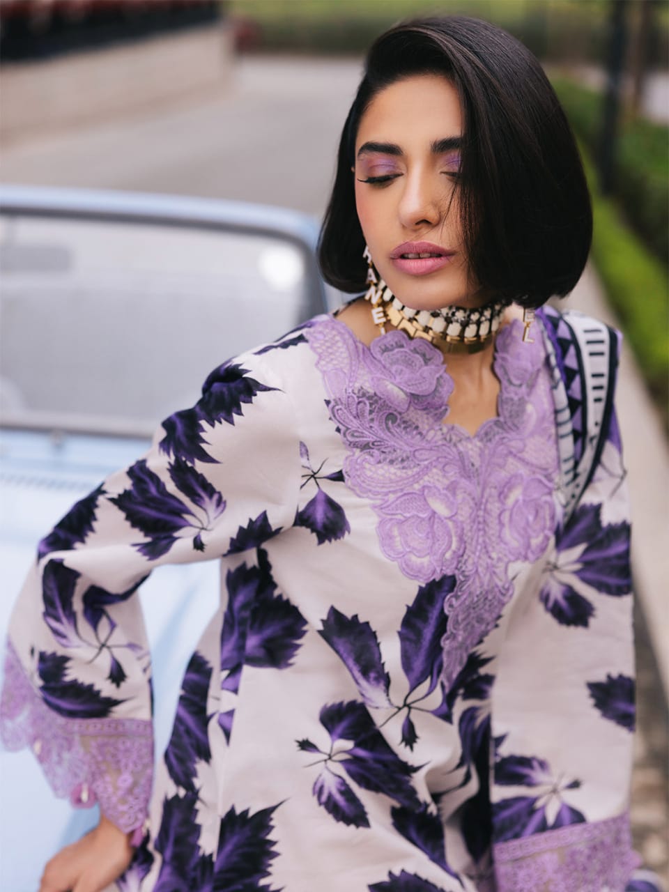 Pure Lawn Purple Embroidered Dress : LL292