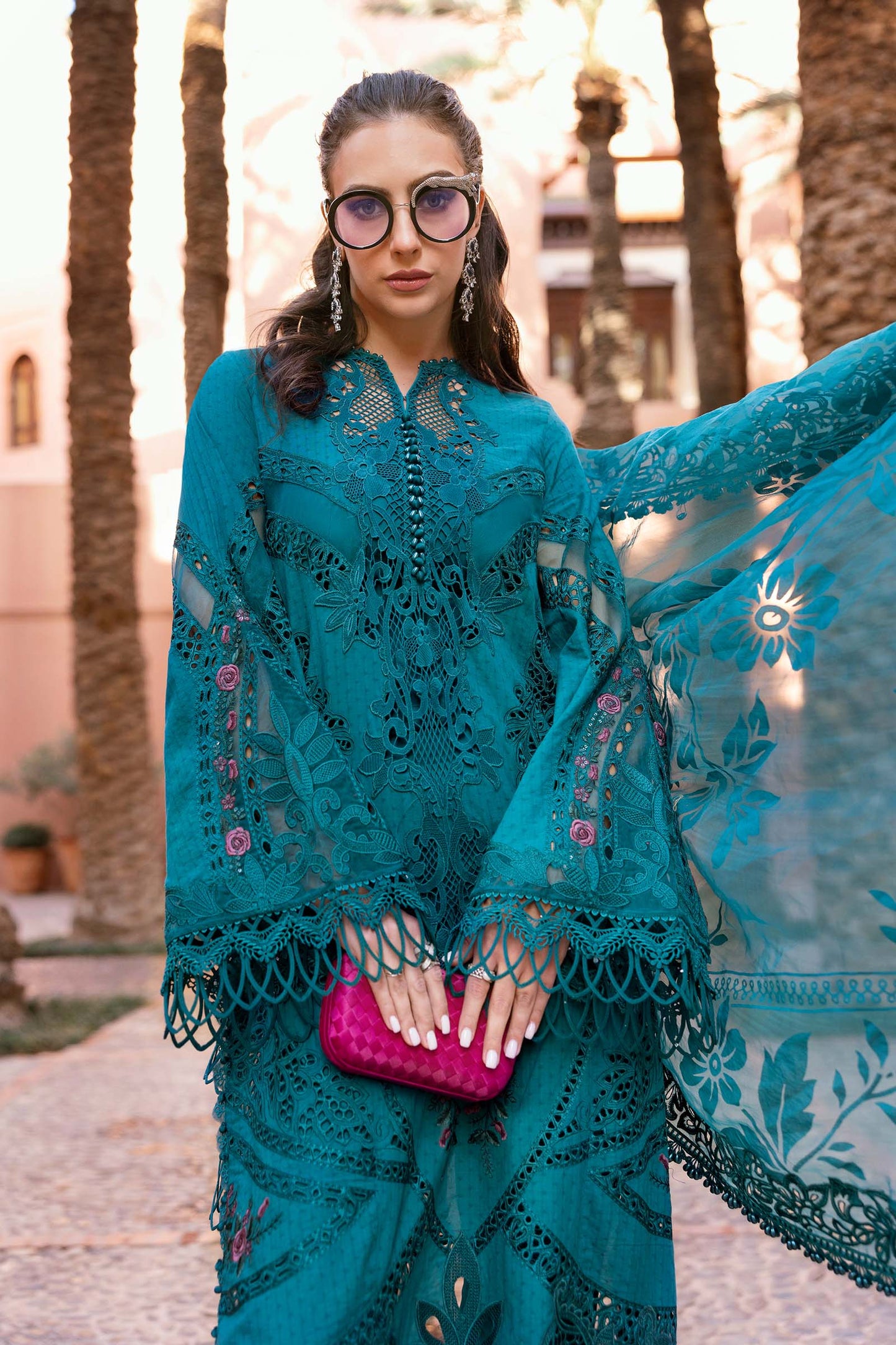 Pure Lawn Teal Green Chickenkari Dress : LL297