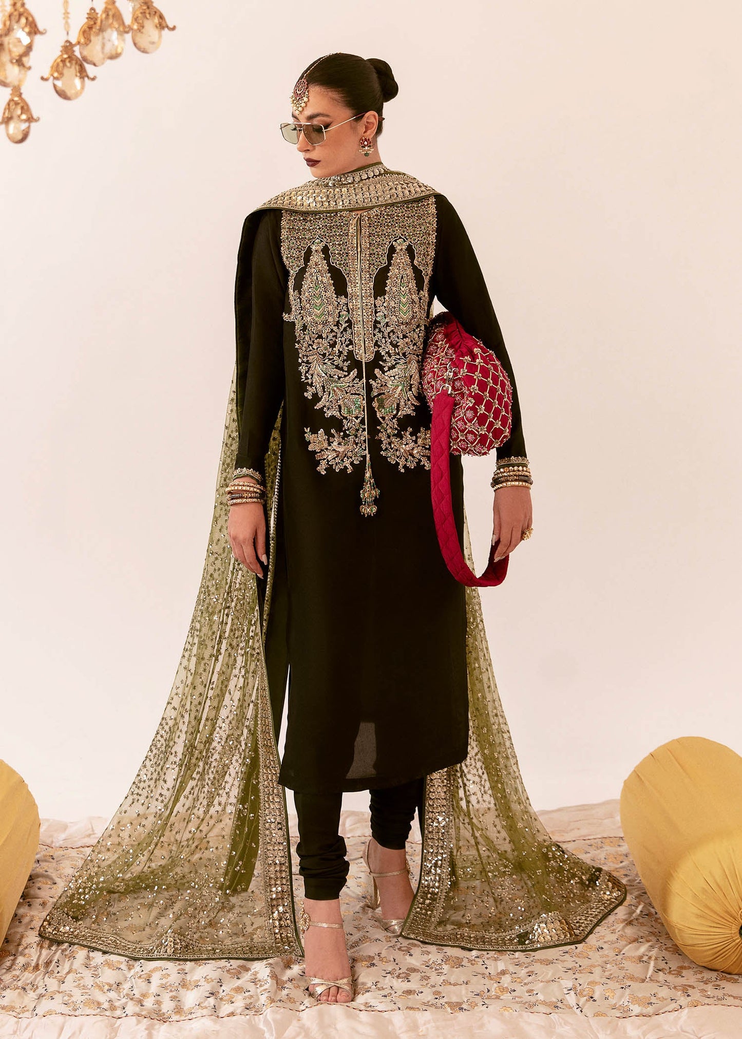 Pure Velvet Black Embroidered Dress - VC004