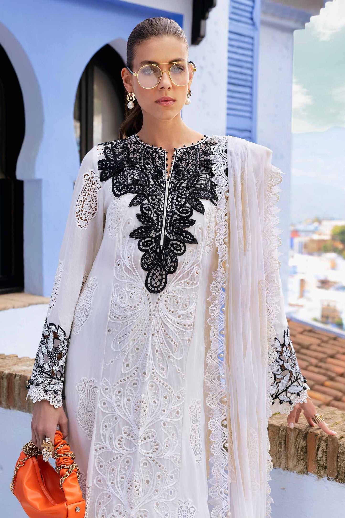 Pure Lawn Off White Embroidered Dress - LL248