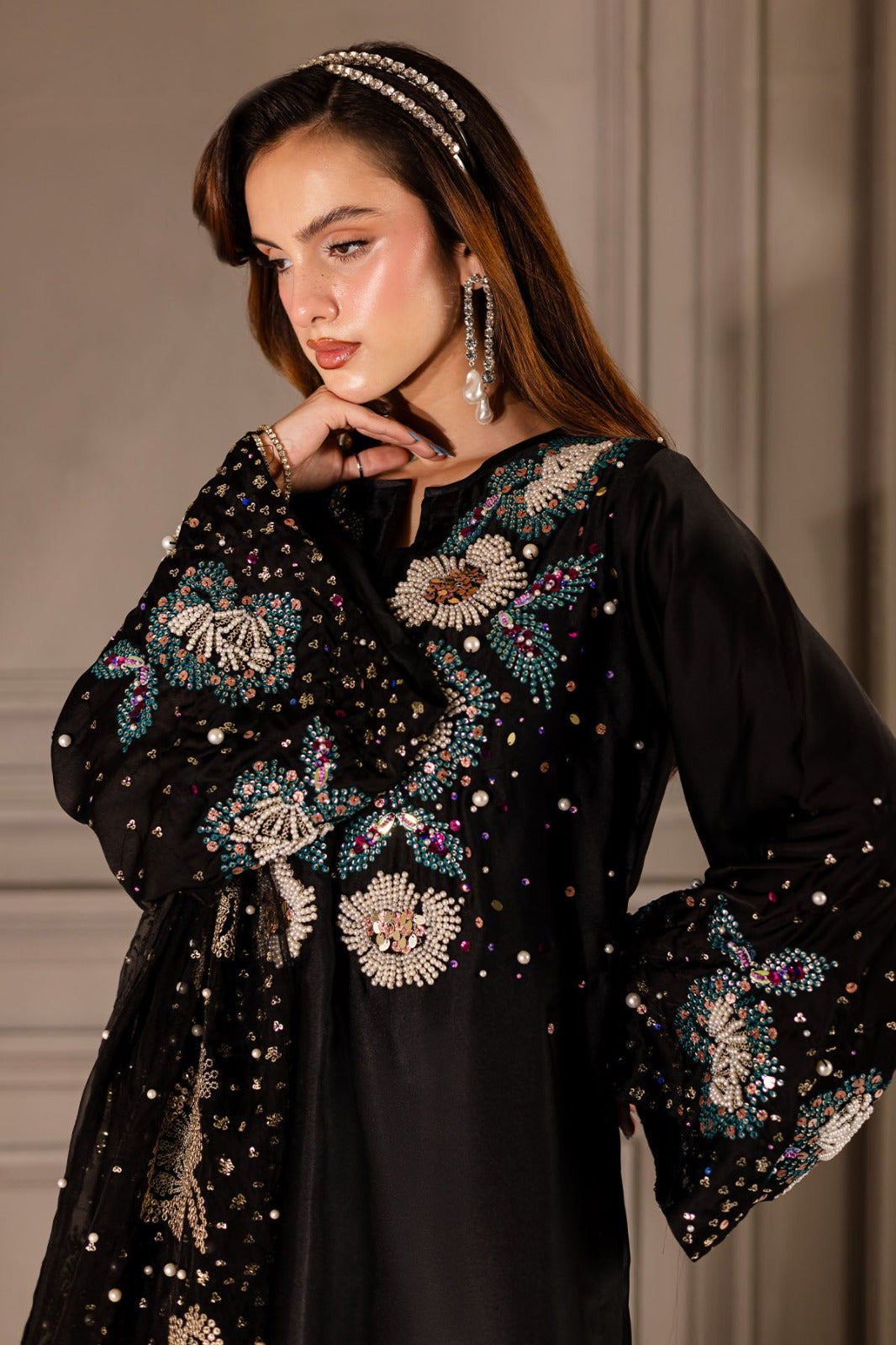 Pure Lawn Black Embroidered Dress : LL281