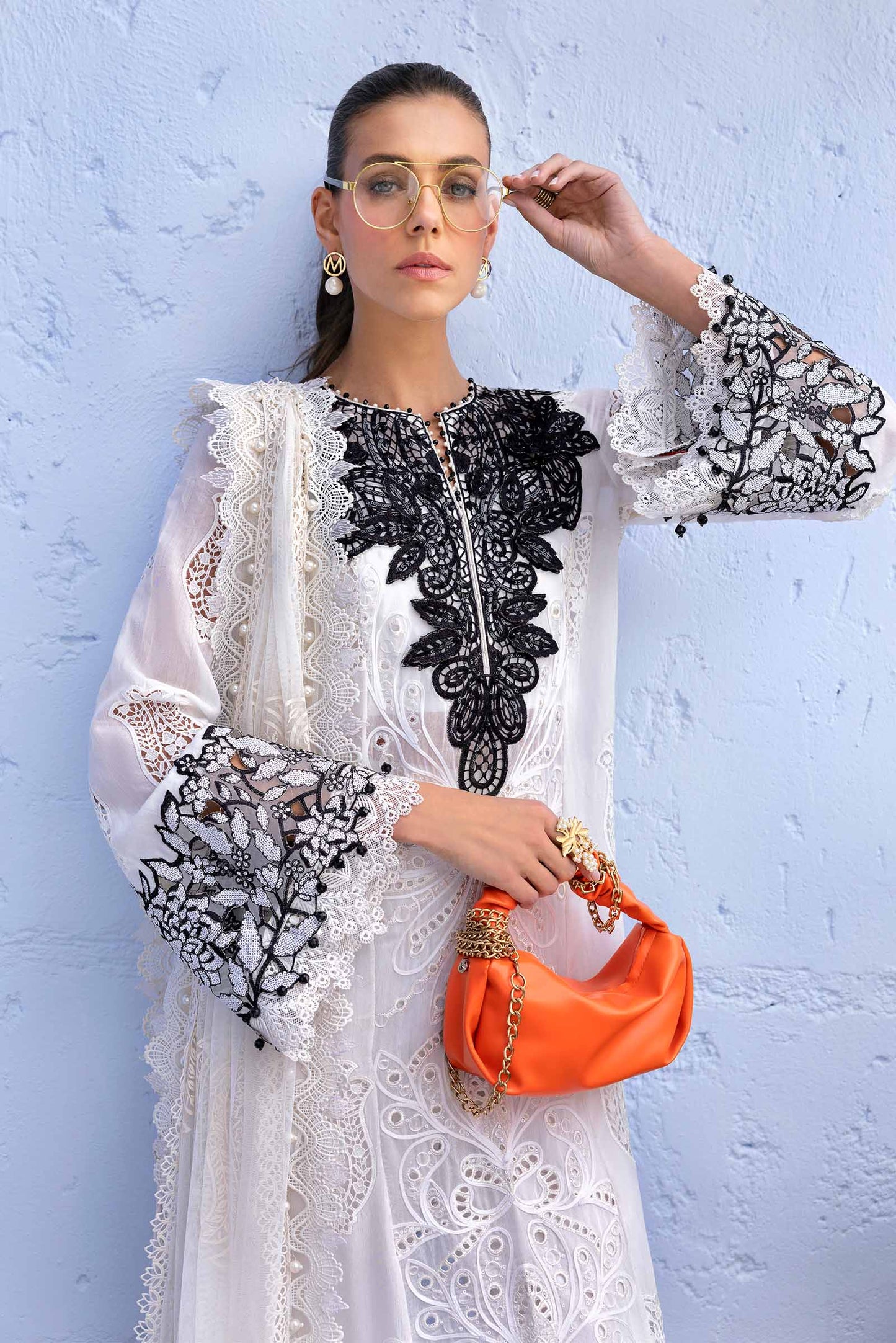 Pure Lawn Off White Embroidered Dress - LL248