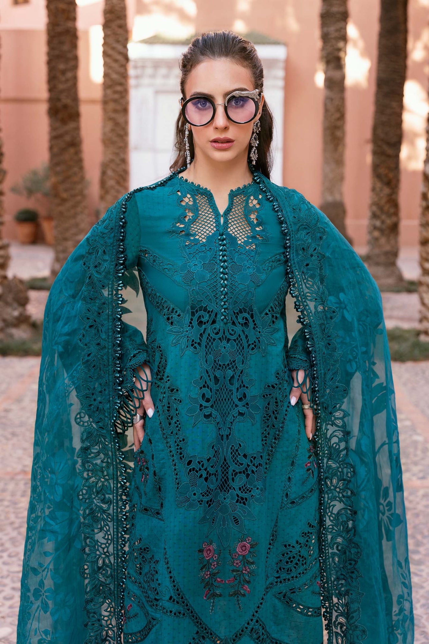 Pure Lawn Teal Green Chickenkari Dress : LL297