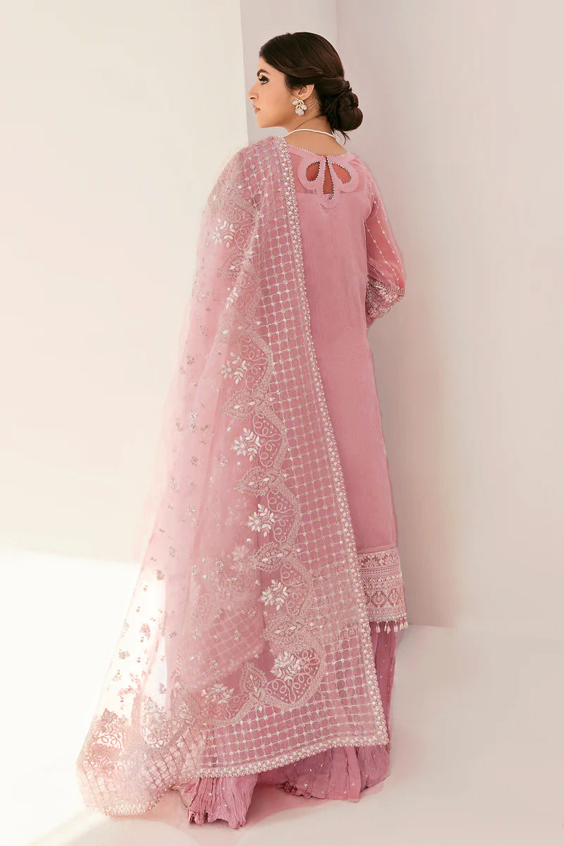 Pure Net Flamingo Pink Embroidered Dress - WW288