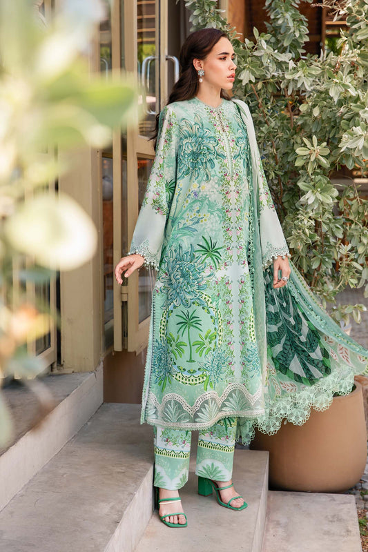 Pure Lawn Green Embroidered Dress - LL375