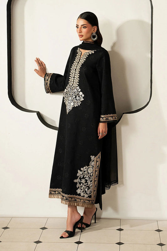 Pure Luxury Black Lawn Embroidered Eid Outfit - LL453