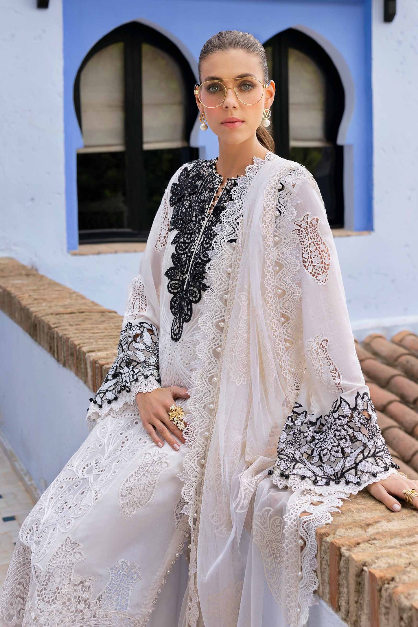 Pure Lawn Off White Embroidered Dress - LL248