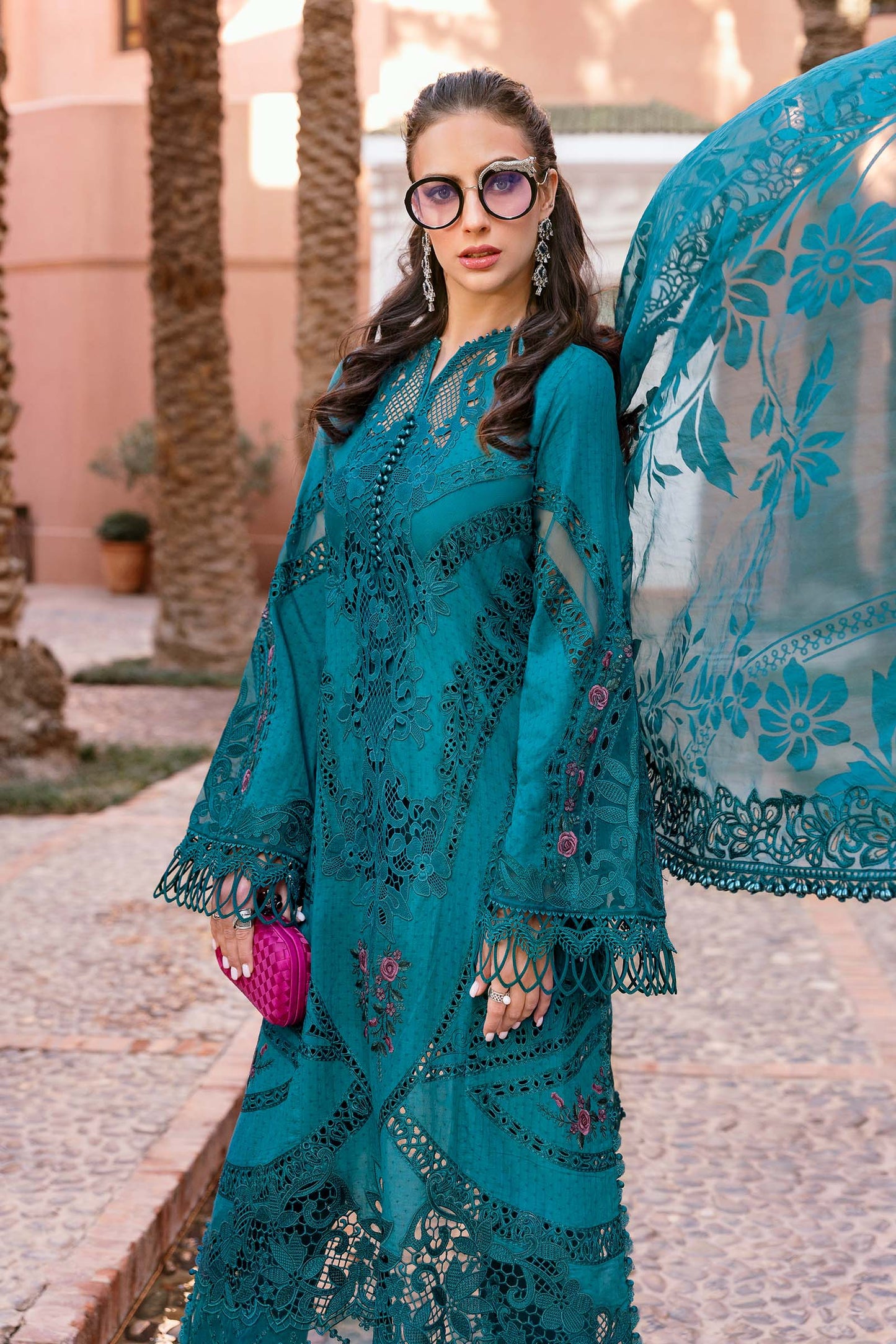 Pure Lawn Teal Green Chickenkari Dress : LL297