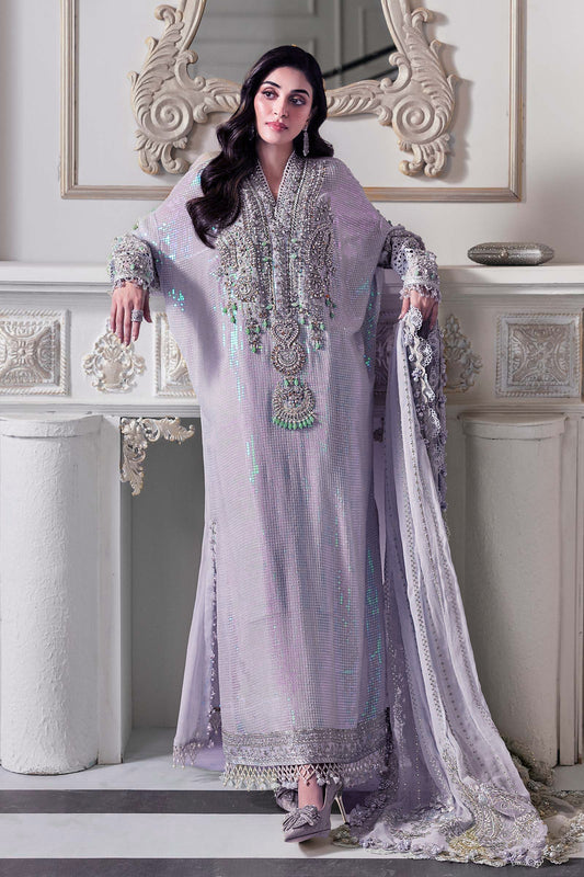 Pure Chiffon Lilac Adda Work Kaftan Style Wedding Dress - WW428