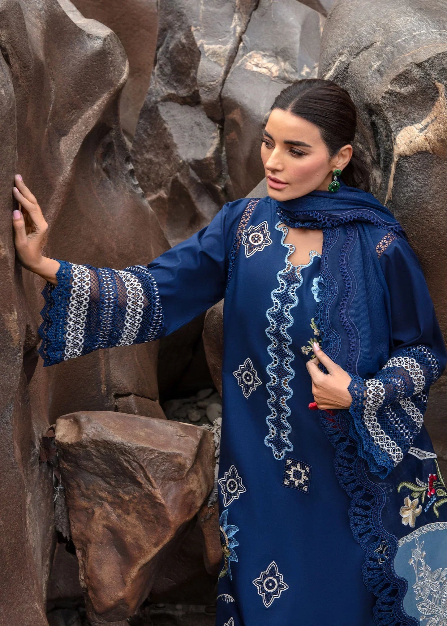 Pure Lawn Midnight Blue Embroidered Dress - LL187