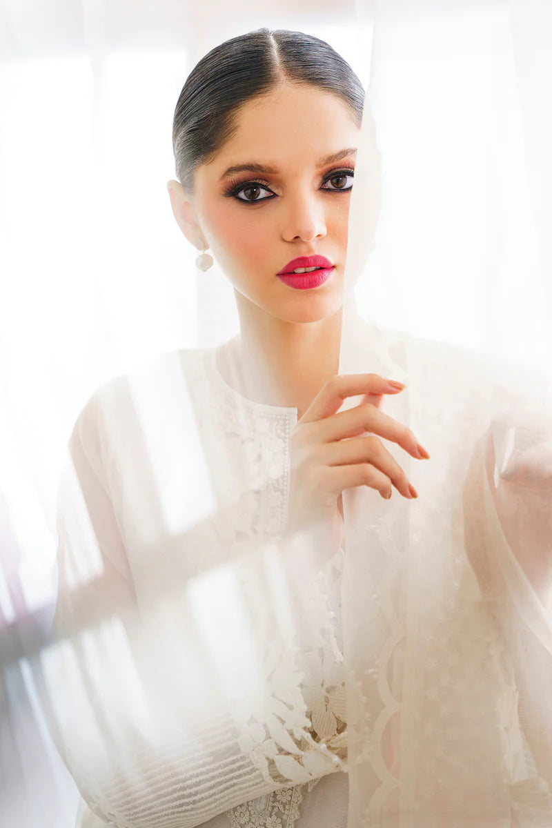 Pure Organza Off White Embroidered Dress - WW286
