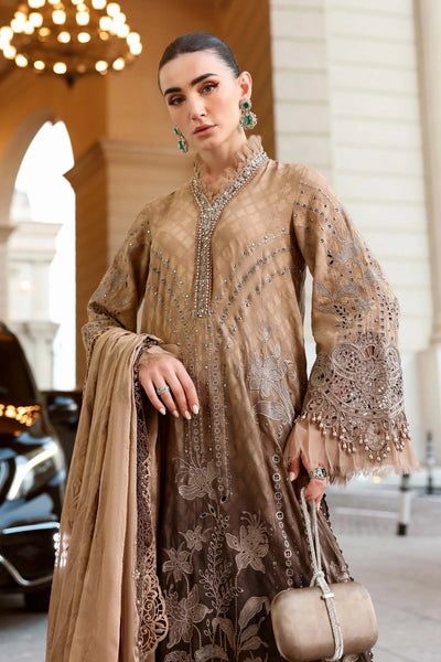 Pure Luxury Lawn Light & Dark Brown Embroidered Eid Outfit - LL450