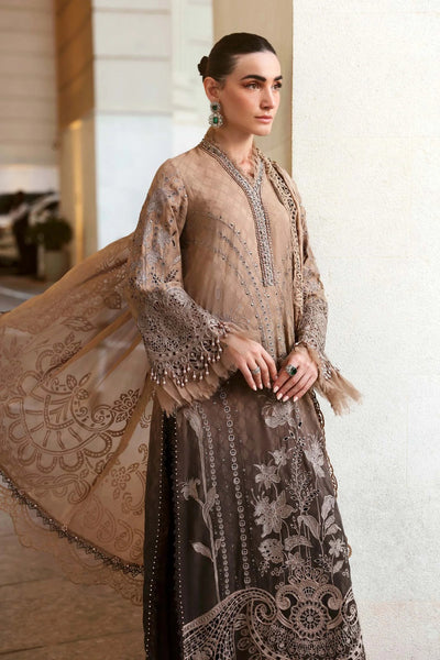 Pure Luxury Lawn Light & Dark Brown Embroidered Eid Outfit - LL450