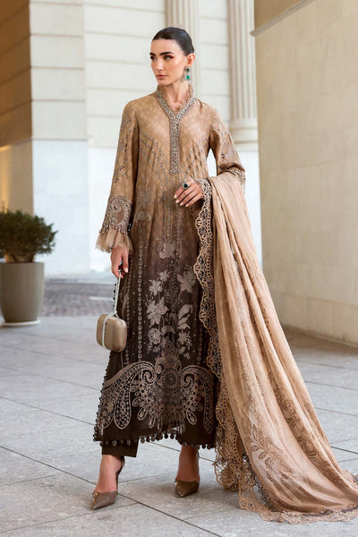 Pure Luxury Lawn Light & Dark Brown Embroidered Eid Outfit - LL450