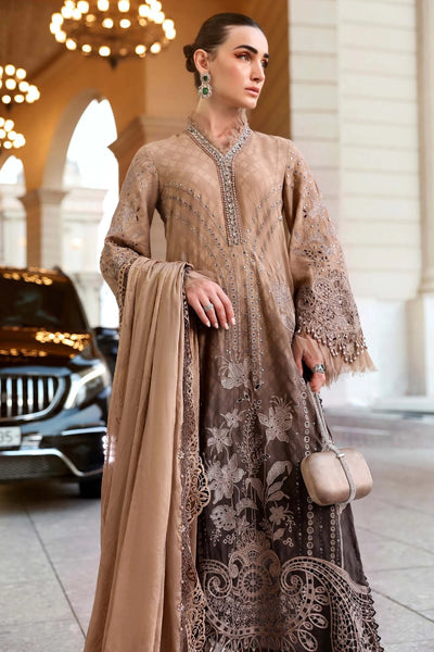 Pure Luxury Lawn Light & Dark Brown Embroidered Eid Outfit - LL450