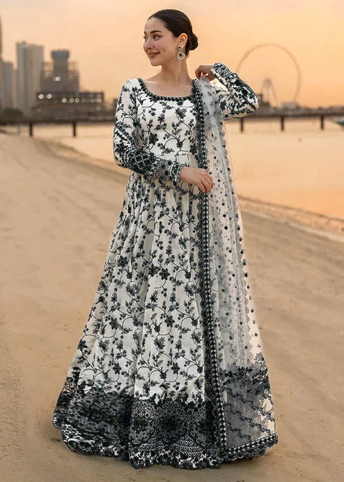 Pure Luxury Lawn Black & White Embroidered Eid Outfit - LL448