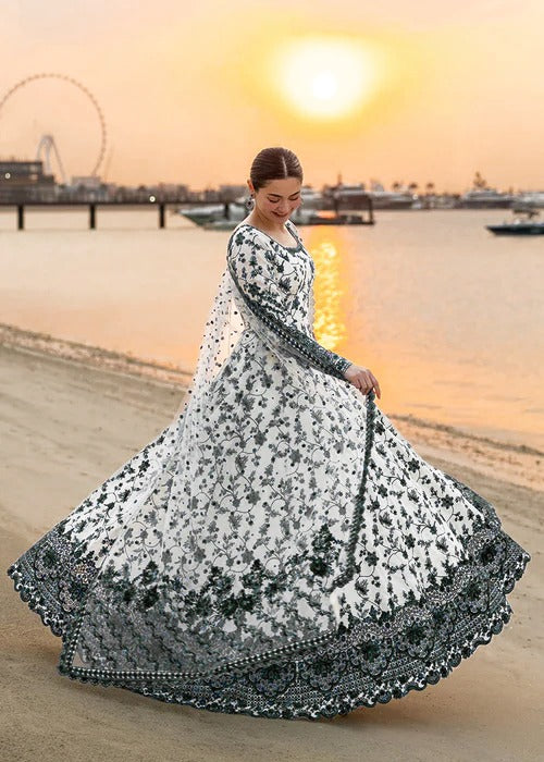 Pure Luxury Lawn Black & White Embroidered Eid Outfit - LL448