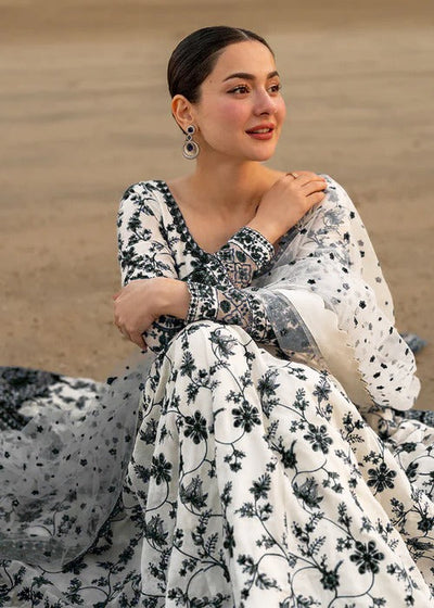 Pure Luxury Lawn Black & White Embroidered Eid Outfit - LL448