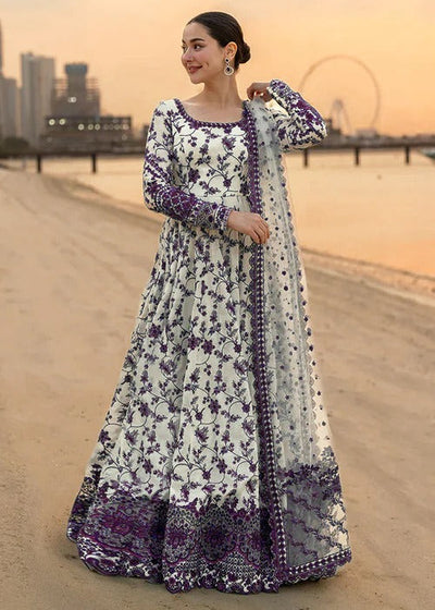 Pure Luxury Lawn Purple & White Embroidered Eid Outfit - LL449