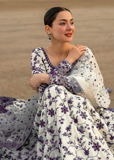 Pure Luxury Lawn Purple & White Embroidered Eid Outfit - LL449