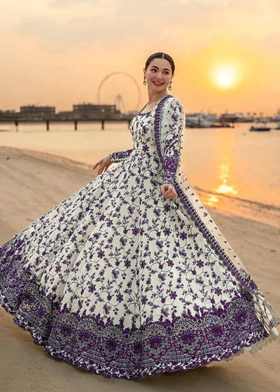 Pure Luxury Lawn Purple & White Embroidered Eid Outfit - LL449