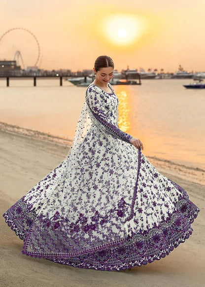 Pure Luxury Lawn Purple & White Embroidered Eid Outfit - LL449
