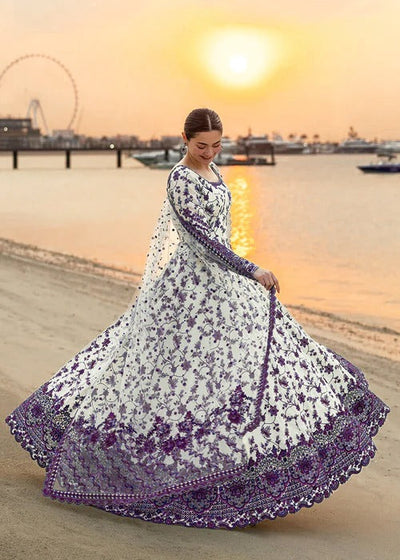 Pure Luxury Lawn Purple & White Embroidered Eid Outfit - LL449