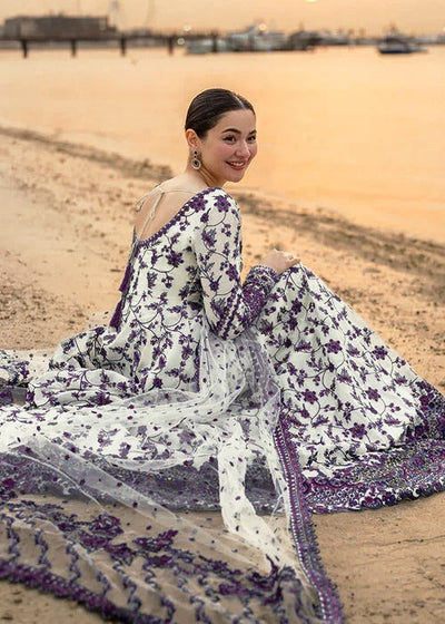 Pure Luxury Lawn Purple & White Embroidered Eid Outfit - LL449