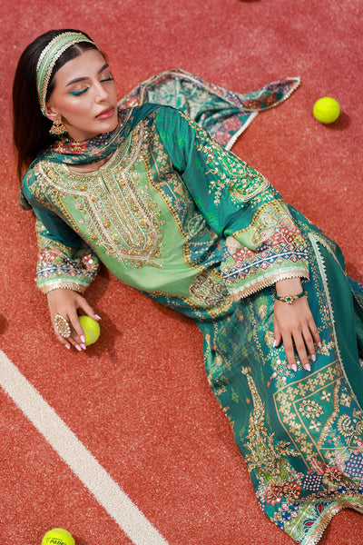 Pure Luxury Green Lawn Embroidered Eid Outfit - LL446