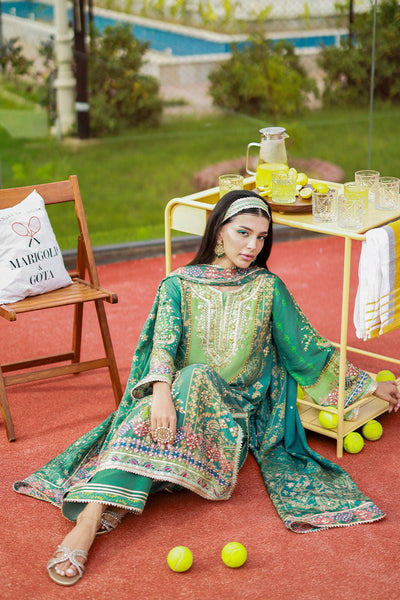 Pure Luxury Green Lawn Embroidered Eid Outfit - LL446