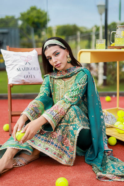 Pure Luxury Green Lawn Embroidered Eid Outfit - LL446