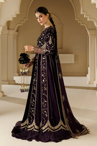 Pure Velvet Purple Embroidered Maxi Dress - WW604