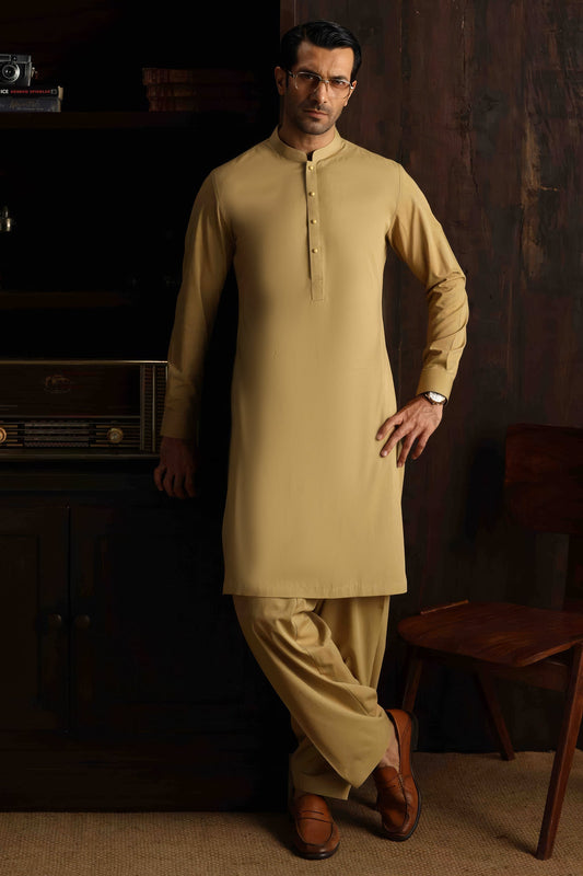 Blended Sand Gold Shalwar Kameez- Cast & Crew SK018