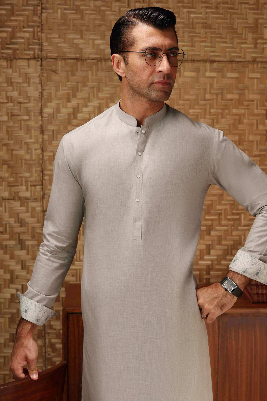 Cotton Grey Shalwar Kameez - Cast & Crew SK020