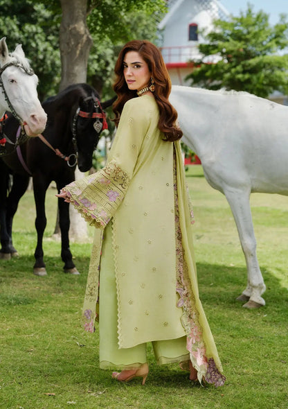 Pure Lawn Green Embroidered Dress - LL314