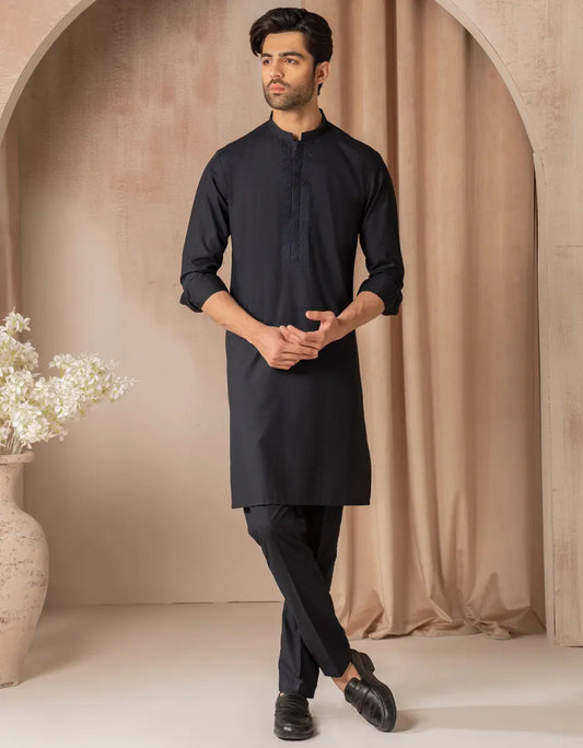 Blended Navy Blue Kurta Trouser - KP008