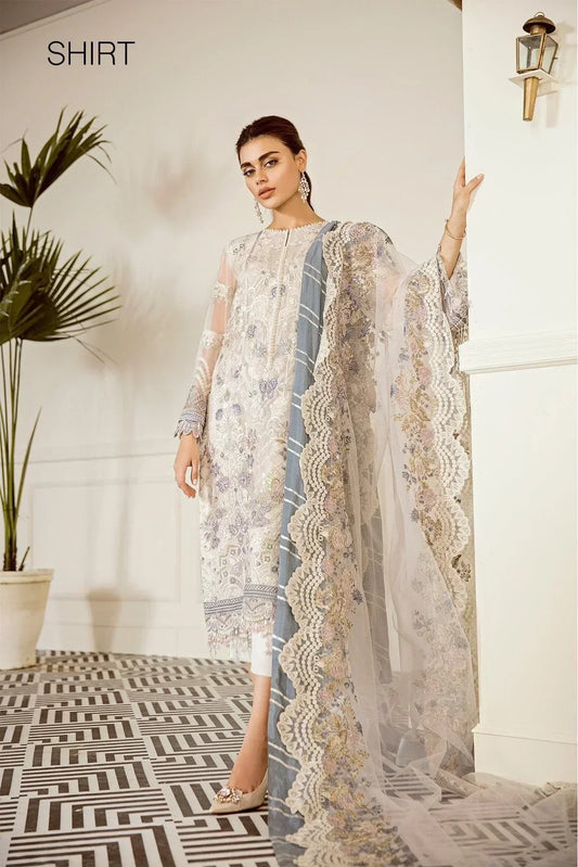 Pure Chiffon Off White Embroidered Dress - WSS007