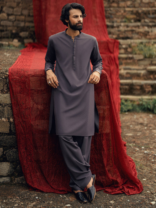 Blended Dark Purple Shalwar Kameez- Almirah SK010