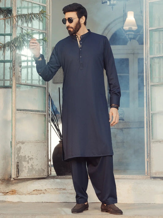 Blended Midnight Blue Shalwar Kameez- Almirah SK015
