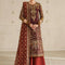 Pure Chiffon Mahroon Embroidered Wedding Dress - WW389