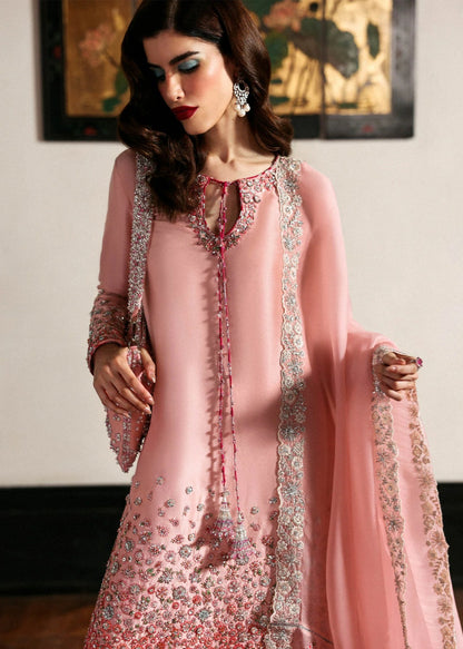 Pure Raw Silk Evara Blush Pink Embroidered Dress With Hand Bag - WW313