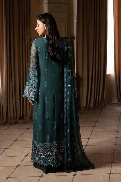Pure Chiffon Teal Green Embroidered Dress - WW308