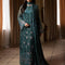 Pure Chiffon Teal Green Embroidered Dress - WW308