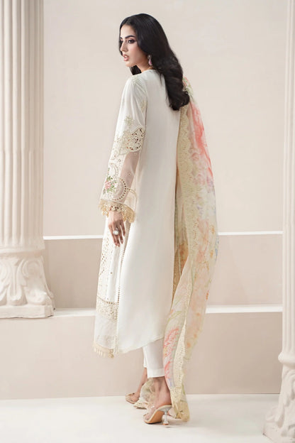 Pure Lawn Off White Embroidered Dress - LL313
