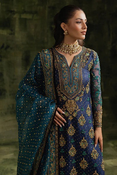 Pure Chiffon Midnight Blue Embroidered Dress - WW317