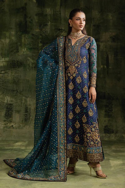 Pure Chiffon Midnight Blue Embroidered Dress - WW317